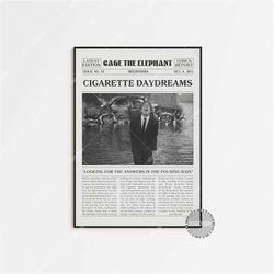 cage the elephant newspaper print, cigarette daydreams poster, lyrics print, cage the elephant poster, home decor, melop