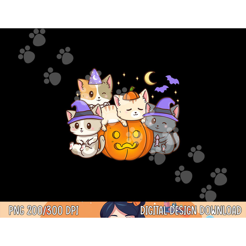 Halloween Cats Anime Cat Kawaii Neko Pumpkin Cat Lover Witch png, sublimation copy.jpg