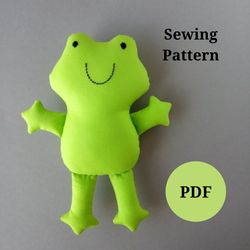 Frog Sewing Pattern, Stuffed Animal Easy DIY Tutorial (in 2 sizes)