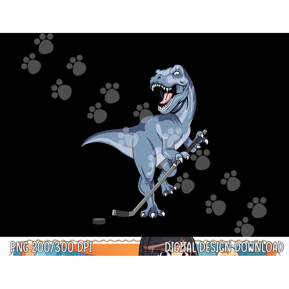 Dinosaur Hockey Stick Puck Goal Goalie TRex T-Rex Player Kid png,sublimation copy.jpg