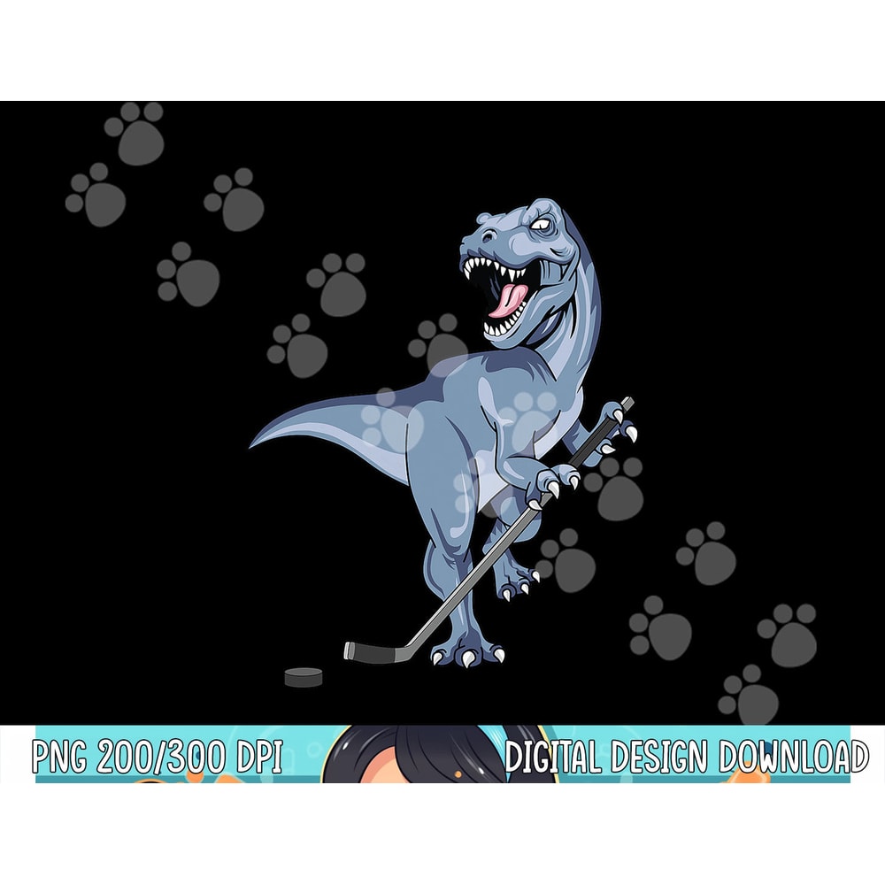 Dinosaur Hockey Stick Puck Goal Goalie TRex T-Rex Player Kid png,sublimation copy.jpg