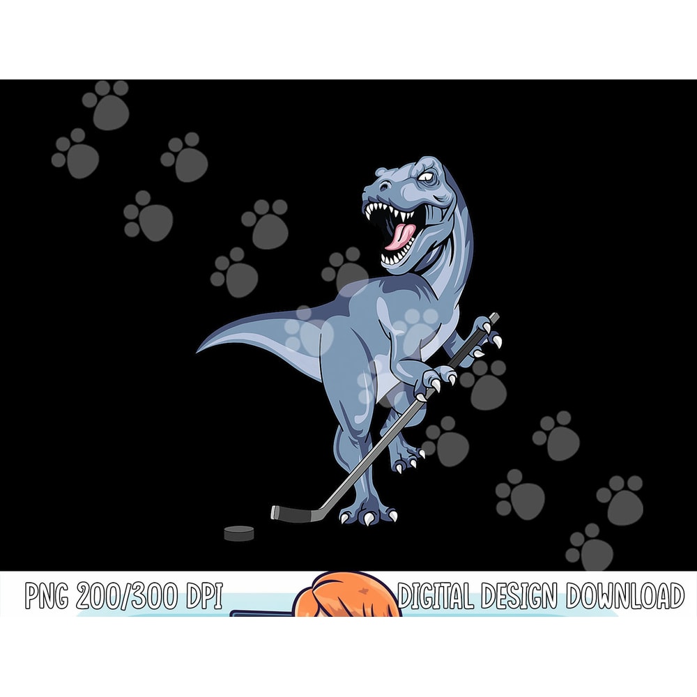 Dinosaur Hockey Stick Puck Goal Goalie TRex T-Rex Player Kid png,sublimation copy.jpg