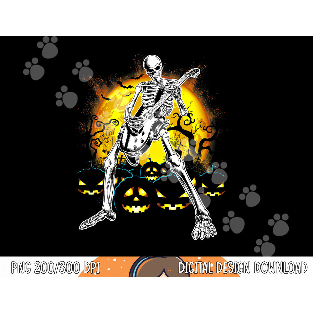Happy Halloween Funny Skeleton Playing Guitar Pumpkin Vibes png, sublimation copy.jpg