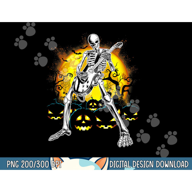 Happy Halloween Funny Skeleton Playing Guitar Pumpkin Vibes png, sublimation copy.jpg