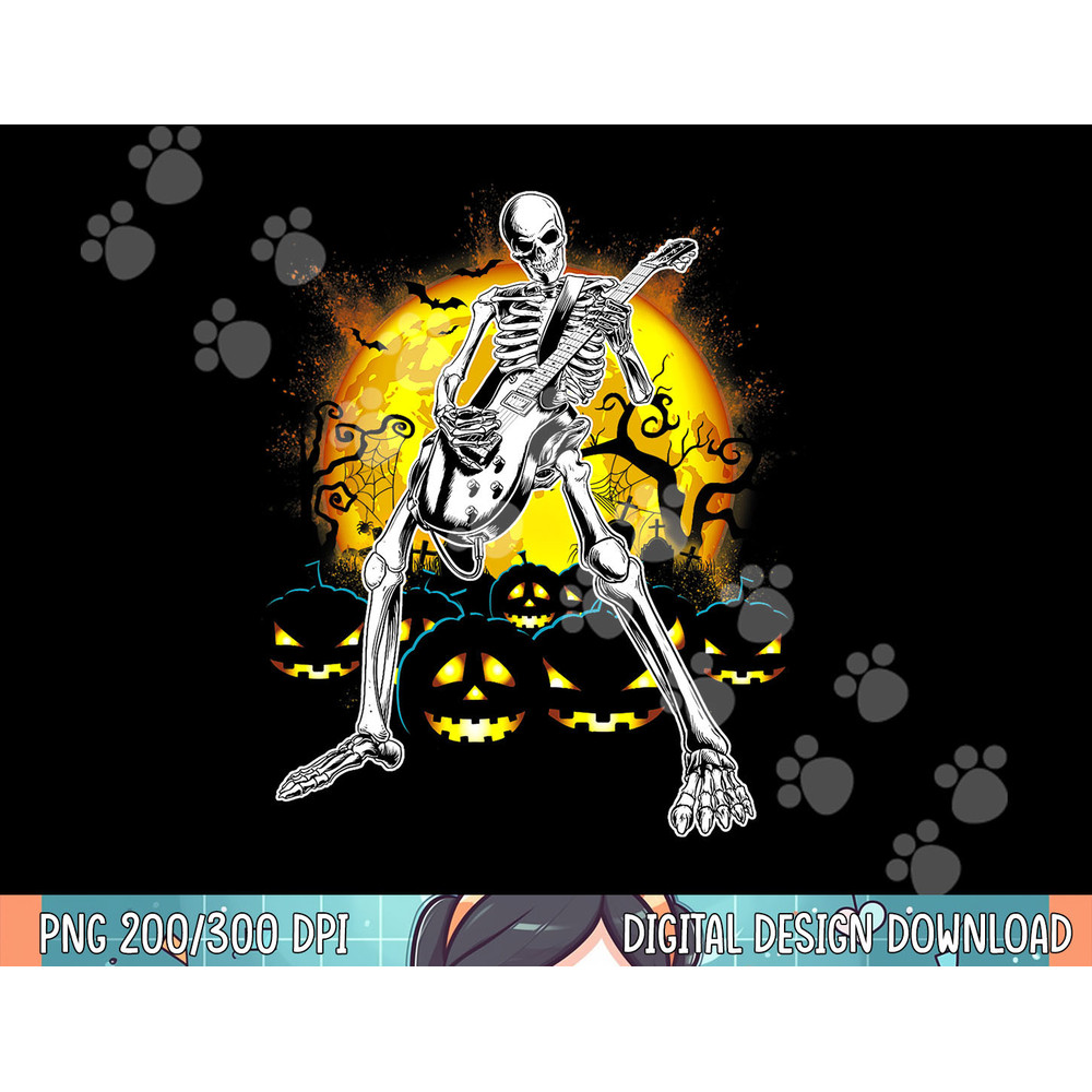 Happy Halloween Funny Skeleton Playing Guitar Pumpkin Vibes png, sublimation copy.jpg
