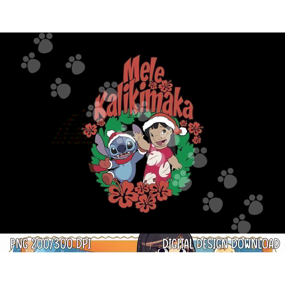 Disney Lilo & Stitch Christmas Mele Kalikimaka Wreath png, sublimation copy.jpg