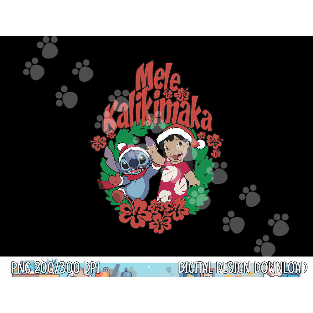 Disney Lilo & Stitch Christmas Mele Kalikimaka Wreath png, sublimation copy.jpg