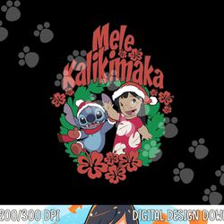 disney lilo & stitch christmas mele kalikimaka wreath png, sublimation copy