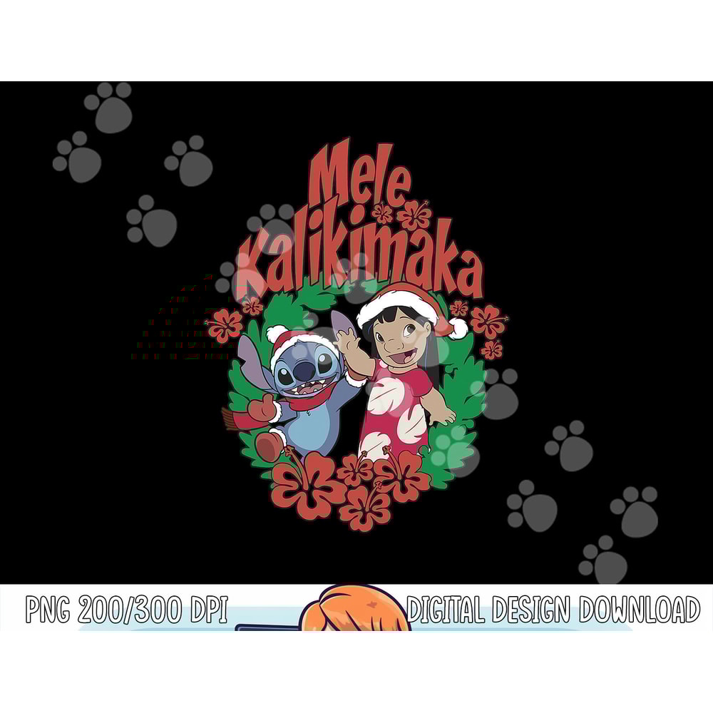 Disney Lilo & Stitch Christmas Mele Kalikimaka Wreath png, sublimation copy.jpg