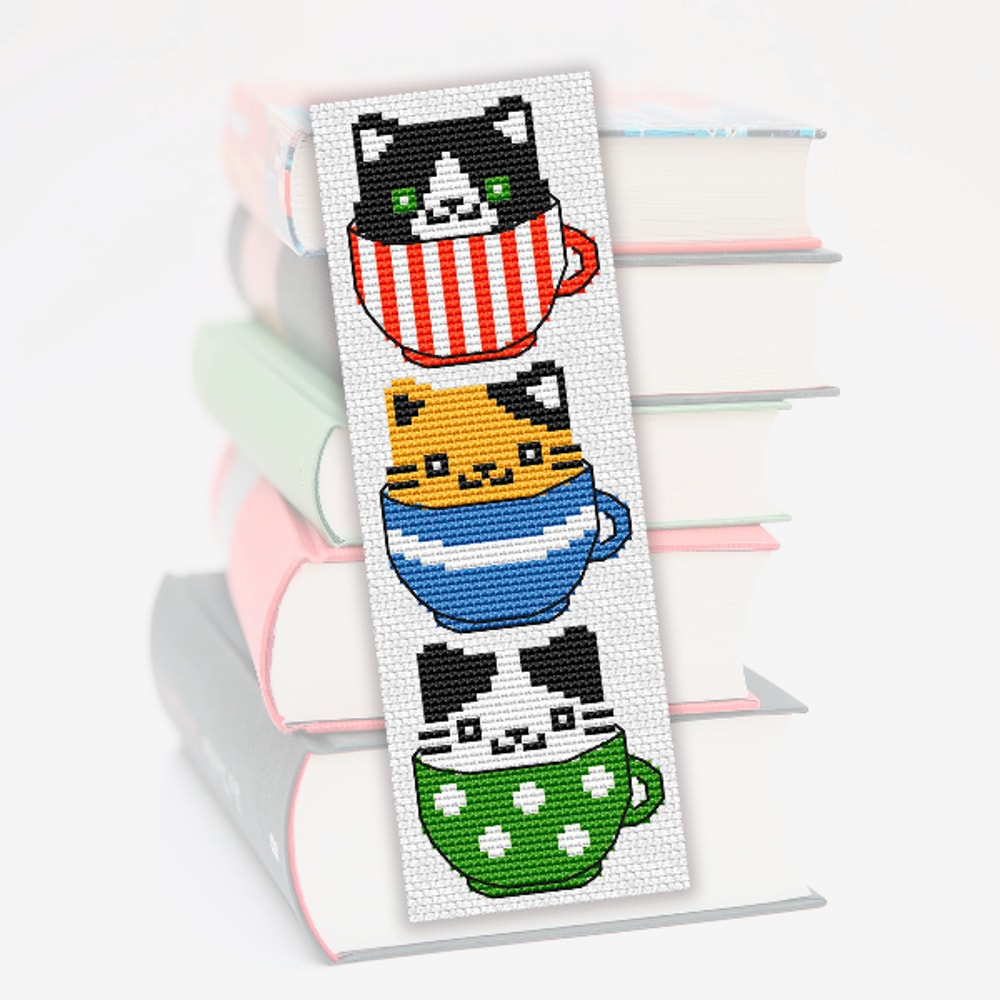 embroidery pattern bookmark cats