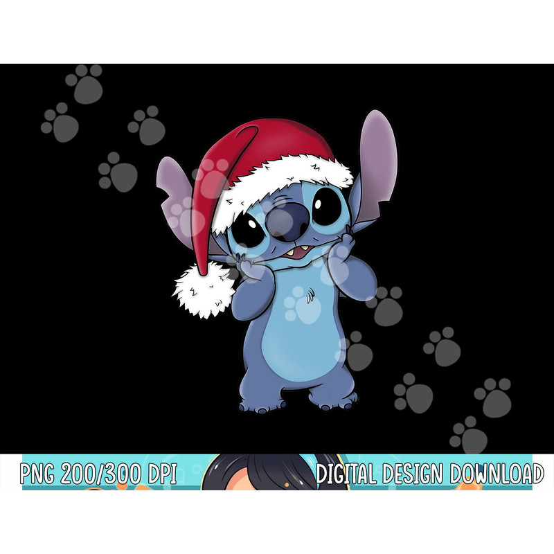 Disney Lilo & Stitch Christmas Santa Hat Stitch Portrait Short Sleeve png, sublimation Black copy.jpg