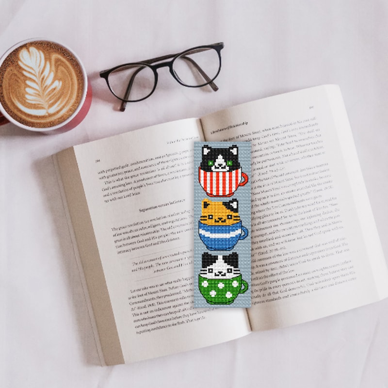 cross stitch bookmark pattern Funny Cats