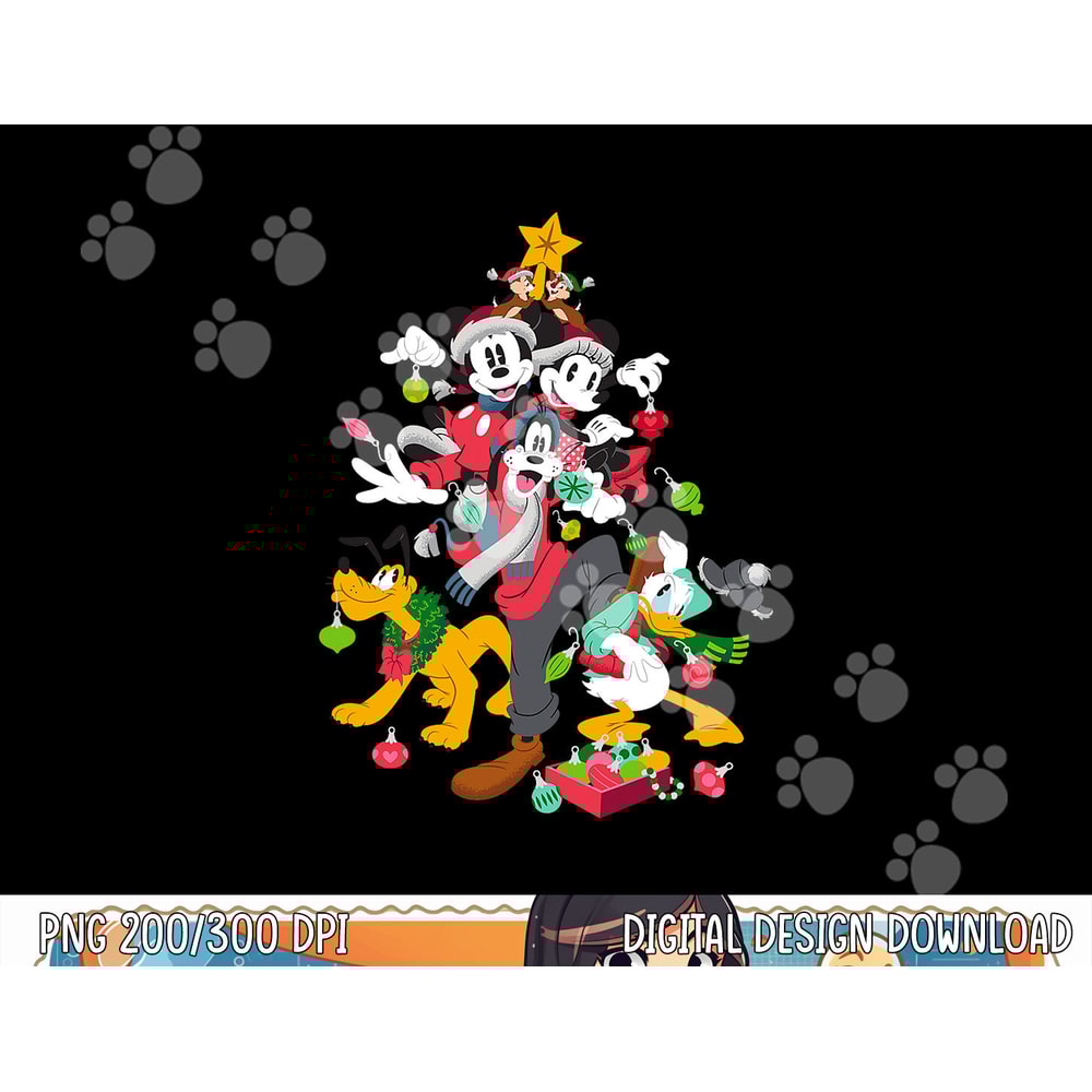 Disney Mickey Minnie Goofy Pluto Chip Dale Christmas Tree png, sublimation copy.jpg