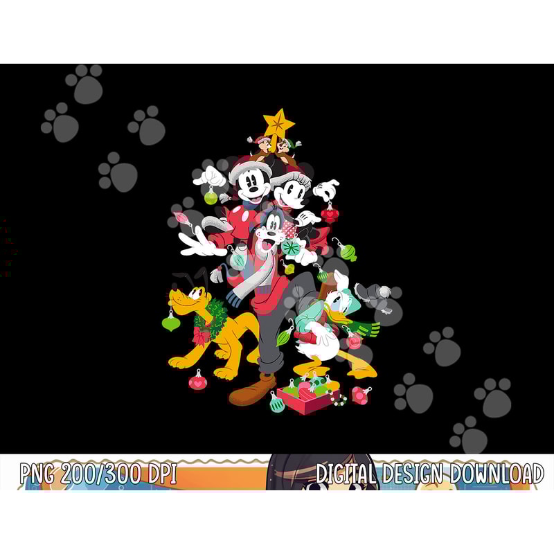 Disney Mickey Minnie Goofy Pluto Chip Dale Christmas Tree png, sublimation copy.jpg