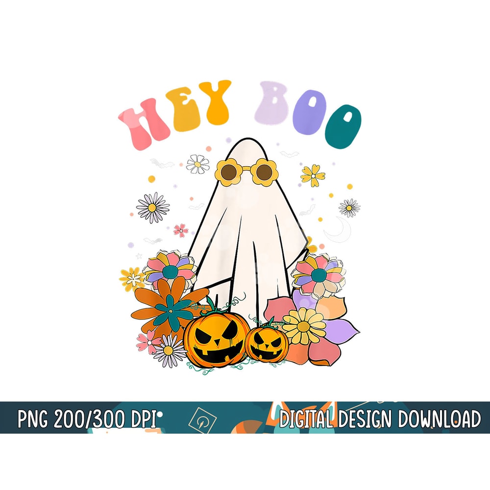 Hey Boo Ghost Spooky Season Retro Groovy Halloween Pun png, sublimation copy.jpg