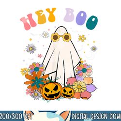 hey boo ghost spooky season retro groovy halloween pun png, sublimation copy