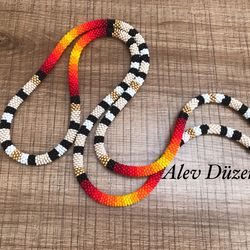 Extra long Native American Style Necklace, Beded Necklace, Southwest Necklace, Ethnic Beadwork Necklace, Native Beadwork