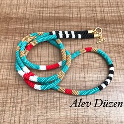 Extra long Native American Style Necklace, Turquoise beaded Necklace, Southwest Necklace, Ethnic Beadwork Necklace, Nati