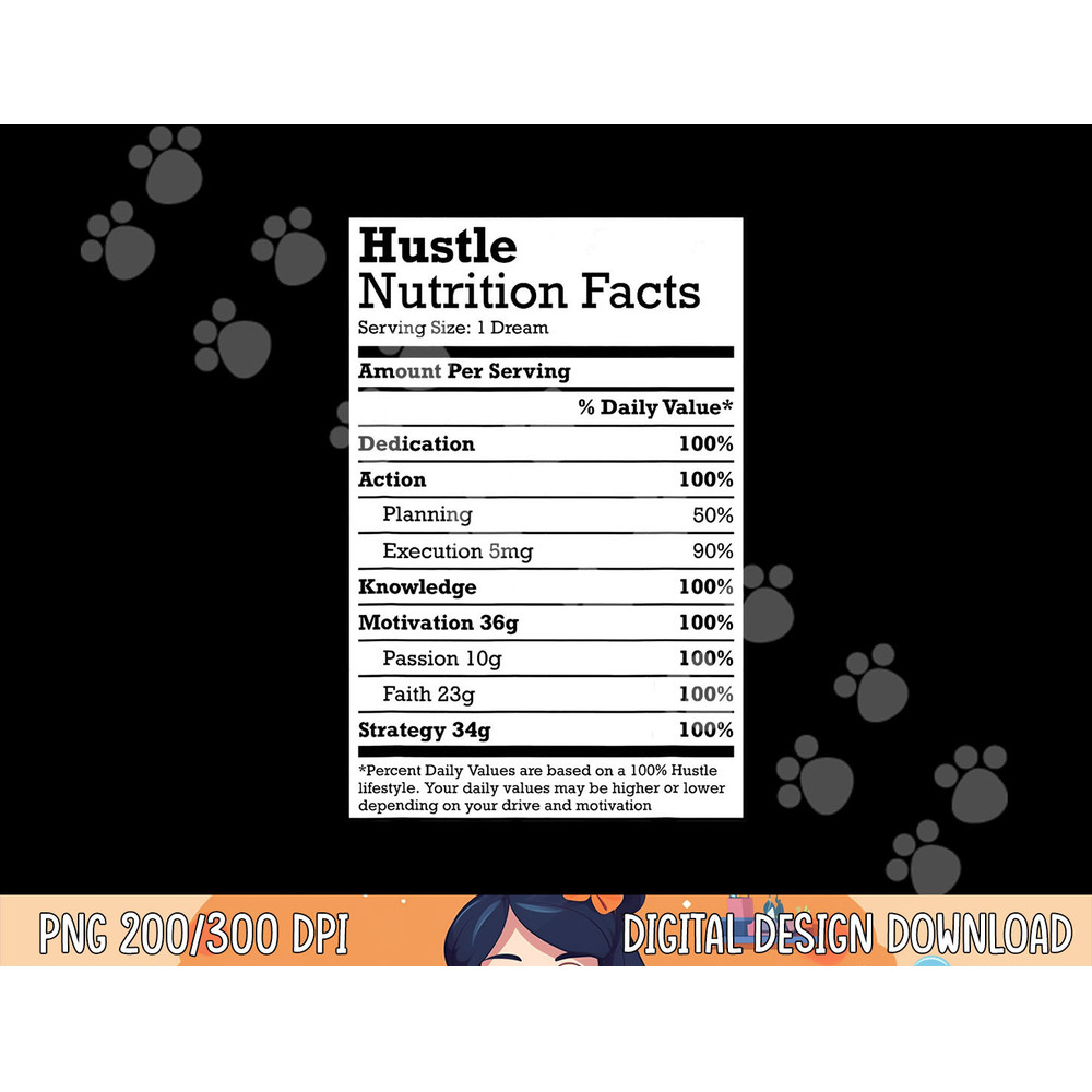 Hustle Nutrition Facts Christmas Birthday Gift Rap Urban Tee png,sublimation copy.jpg