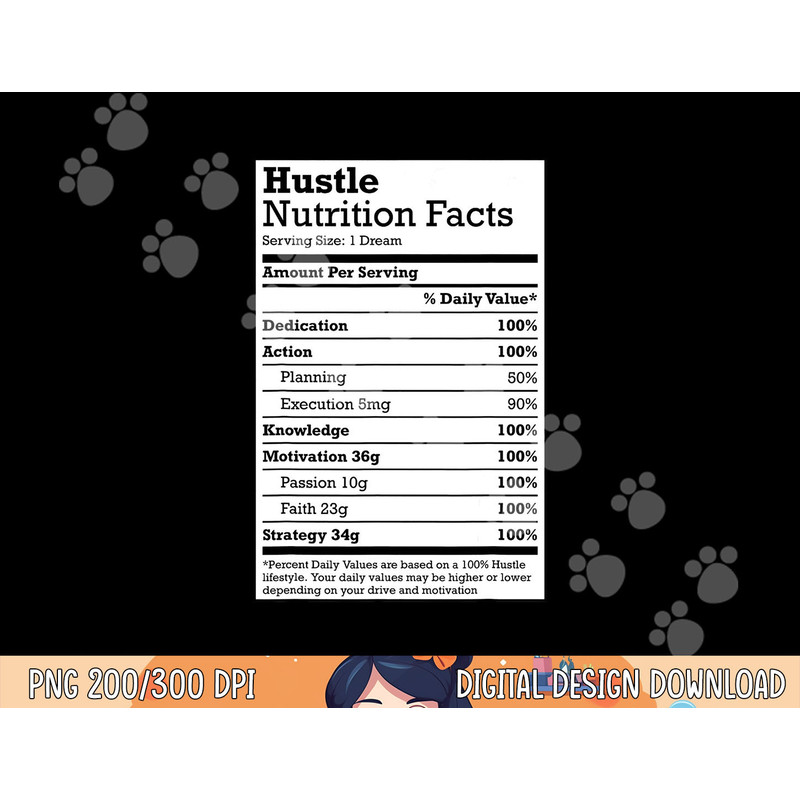 Hustle Nutrition Facts Christmas Birthday Gift Rap Urban Tee png,sublimation copy.jpg