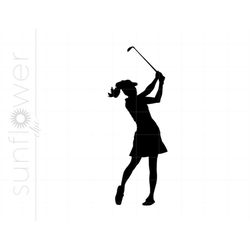 girl golfer svg, girl golfer clipart, girl golfer silhouette cut file, girl golfer svg jpg eps pdf png dxf download sc10