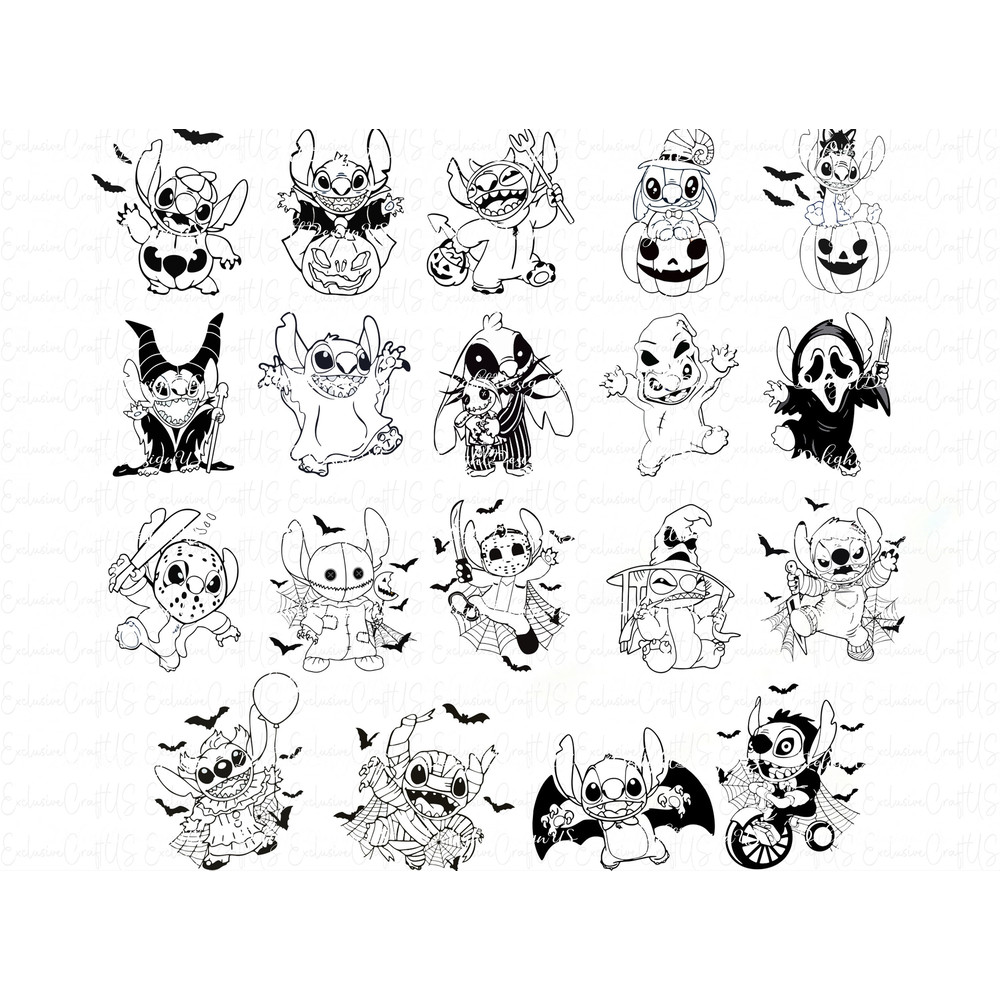 Bundle Halloween Stitch Svg, Stitch halloween Svg, Stitch Cut File, Layered Cut File, Blue Alien Svg, Halloween Svg, Svg, Png, Dxf - 2.jpg