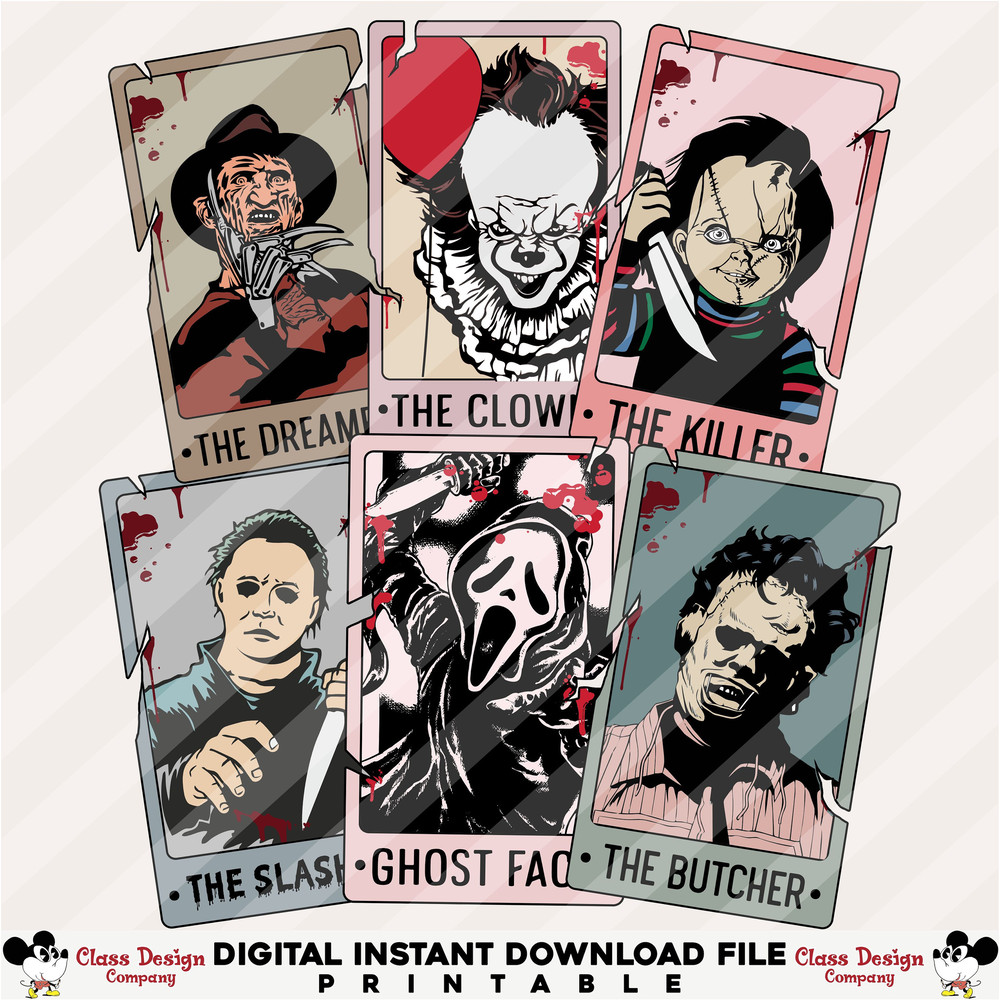 Bundle Retro Halloween Characters Tarot Card SVG, Retro Halloween Png, Horror Characters PNG, Tarot Decks SVG, Trendy Png, Halloween Png - 3.jpg