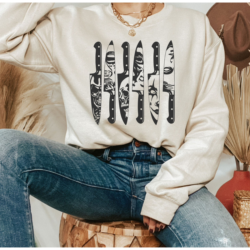 Horror movie characters in knives svg, Halloween svg, Michael Myers svg, Jason Voorhees SVG, Scream svg, Chucky, Horror movie, Halloween - 2.jpg