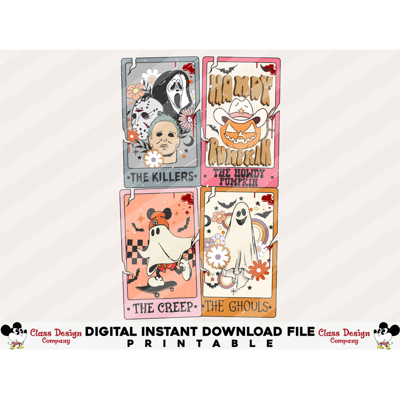 Retro Halloween Tarot Card Png Bundle, Retro Halloween Png, Retro Western Png, Summer Halloween Png, Spooky Season Png, Trendy Halloween Png - 4.jpg