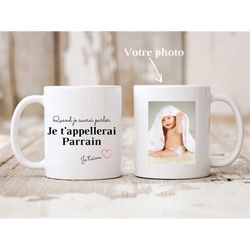 mug when i know how to speak i will call you godfather with the photo of your child - sponsor gift - sponsor request - b