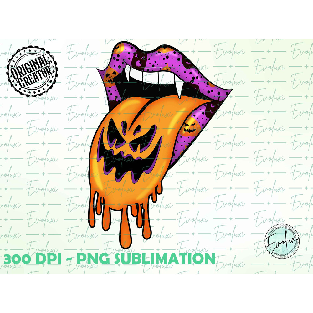Halloween Lips PNG, Halloween PNG, Leopard Pumpkin Lips and Tongue Digital Download Design, Halloween Sublimation Designs Downloads - 1.jpg