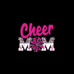 cheer mom hot pink black leopard letters cheer pom poms mama png file, digital download