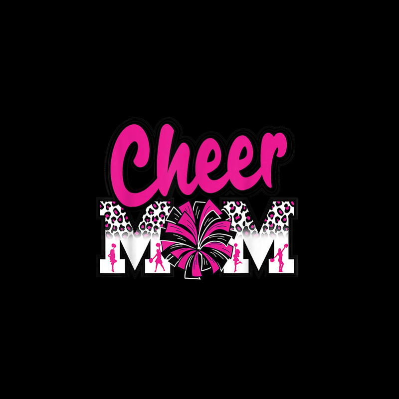 Cheer Mom Hot Pink Black Leopard Letters Cheer Pom Poms Mama Png File, Digital Download - 1.jpg