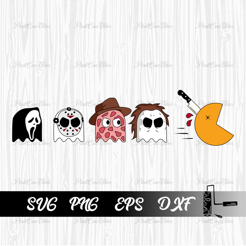Halloween Character SVG, Horror Character Pac Man SVG, Cute Horror Character SVG, Instant Download, Png, Svg, Eps, Dxf - 1.jpg