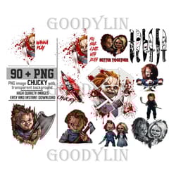 90 horror chucky and matching patches bundle png