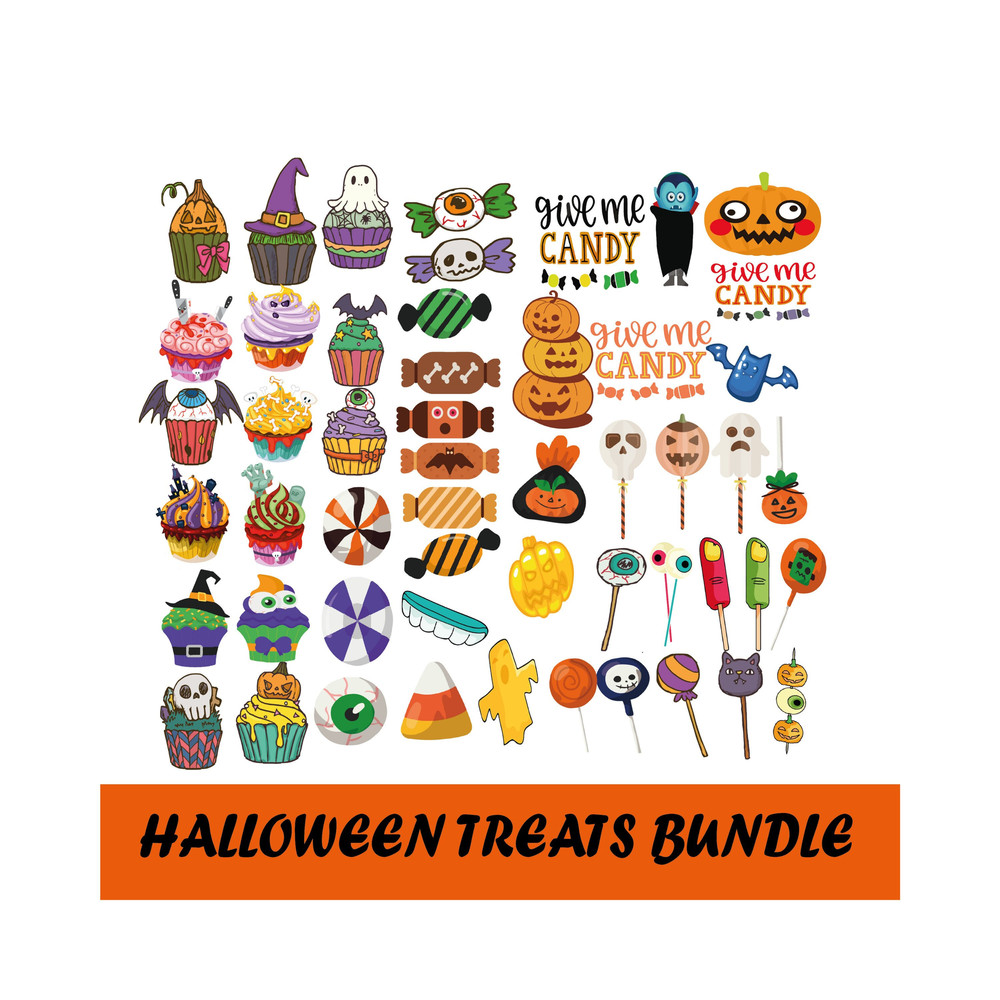 Halloween Candy Svg Bundle, Trick or Treat Svg, Halloween Cupcakes Clipart, Svg for Cricut, Digital Download - 1.jpg