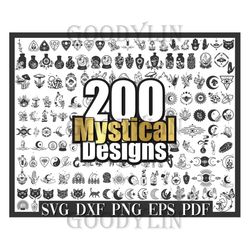 mystical moon svg, celestial svg, mystical moon clipart, svg files for cricut silhouette studio