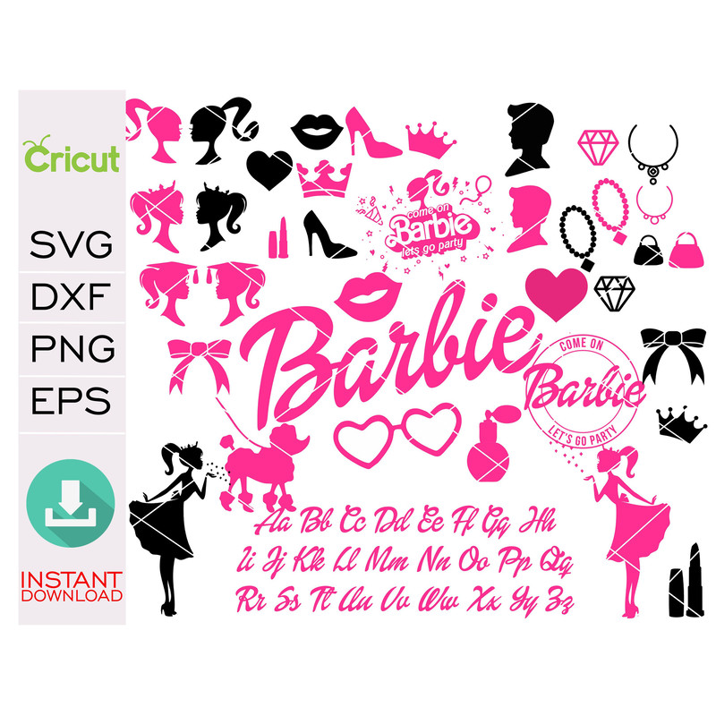Barb Svg Bundle, SVG, Princess Silhouette, pink doll Svg, Girl Svg, Sticker Clipart, Svg Files for Cricut , SVG - PNG Decal - 1.jpg