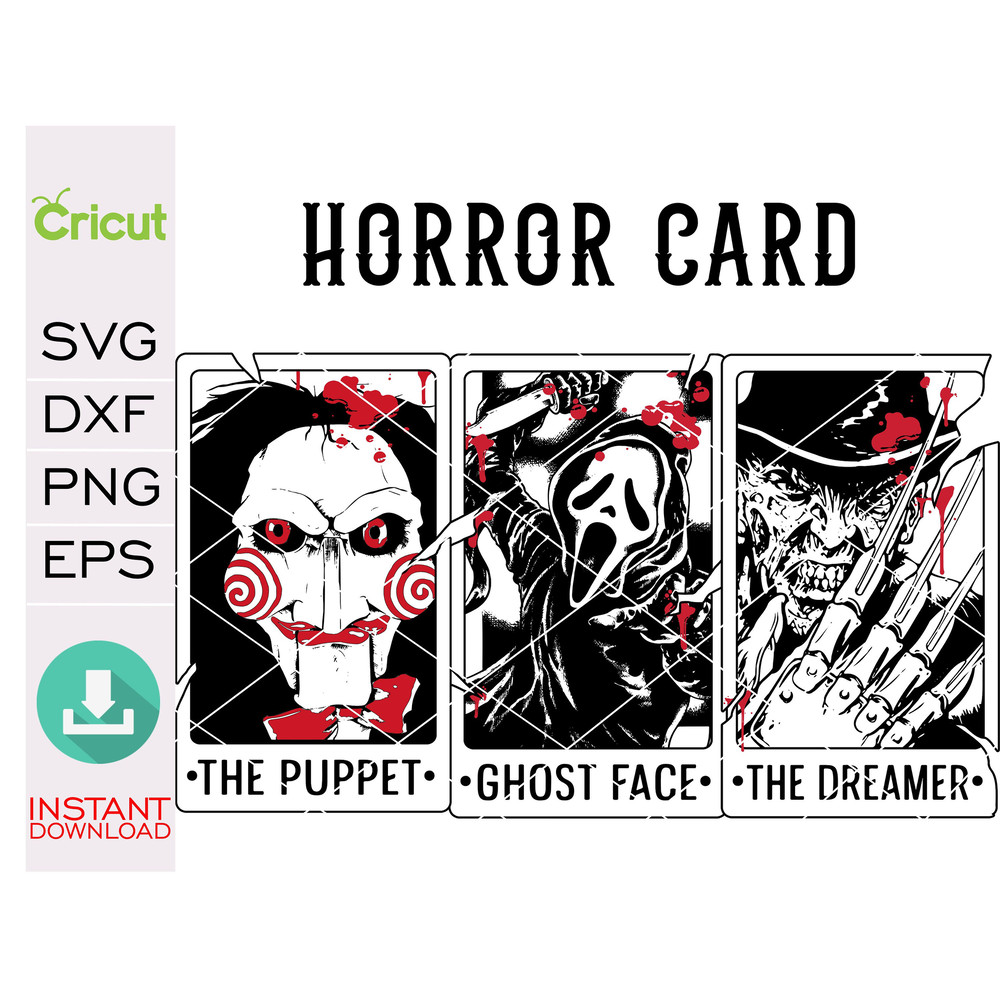 Horror Characters Tarot Card SVG, Horror svg, Horror friends svg, Halloween svg, Cricut cut files, Instant download - 2.jpg