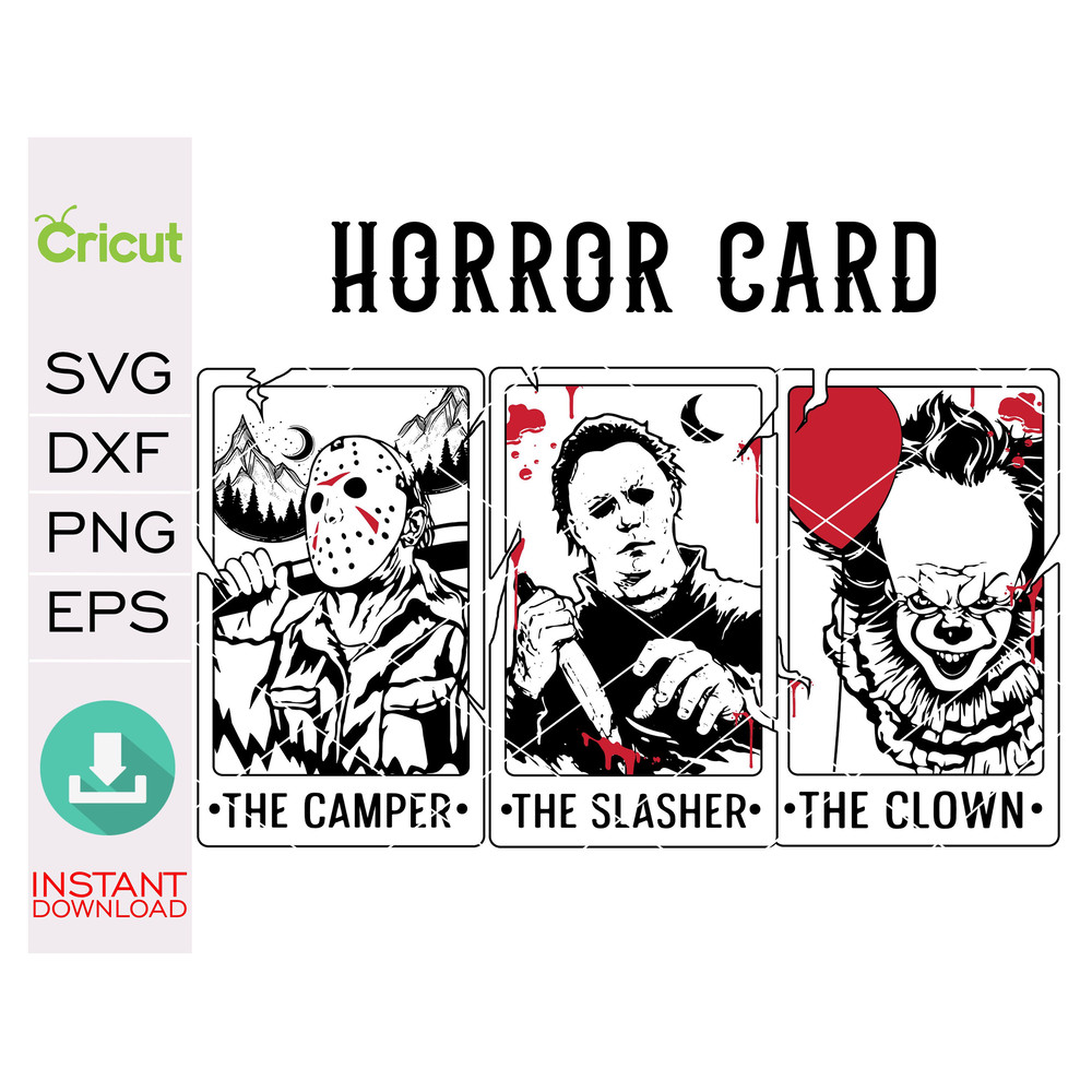 Horror Characters Tarot Card SVG, Horror svg, Horror friends svg, Halloween svg, Cricut cut files, Instant download - 3.jpg