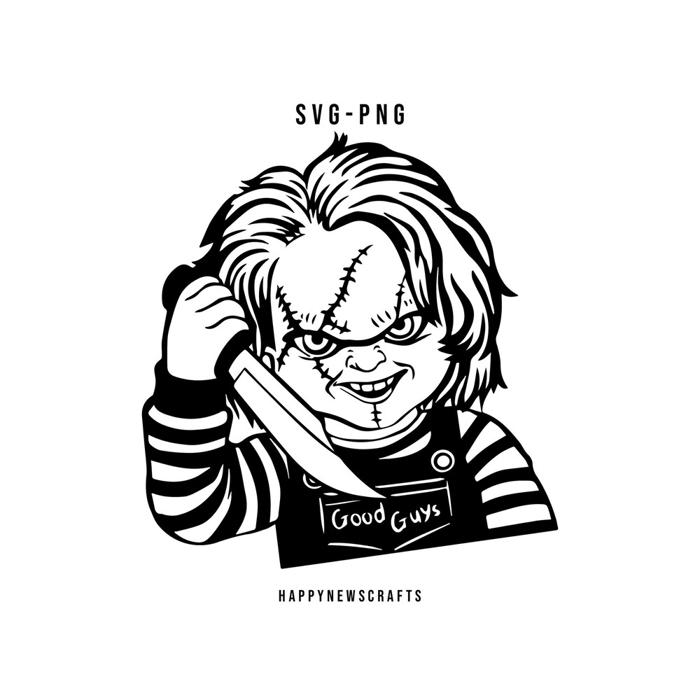 Chucky Svg, Horror Movie Knives Svg, Halloween Svg, Halloween Knife Svg, Chucky With Knife Svg, Spooky Vibes, Horror Movie Svg, - 1.jpg