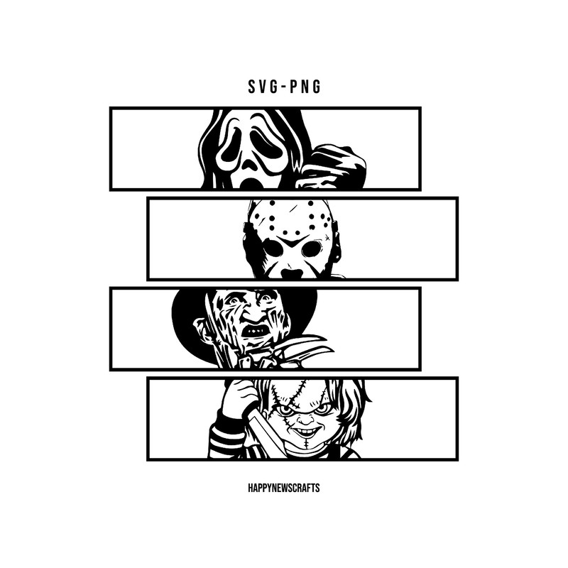 Horror Character svg, Horror svg, Horror friends svg, Halloween svg, Ghostface Svg, Chucky Svg, Jason Vorhees Svg, Instant download - 1.jpg