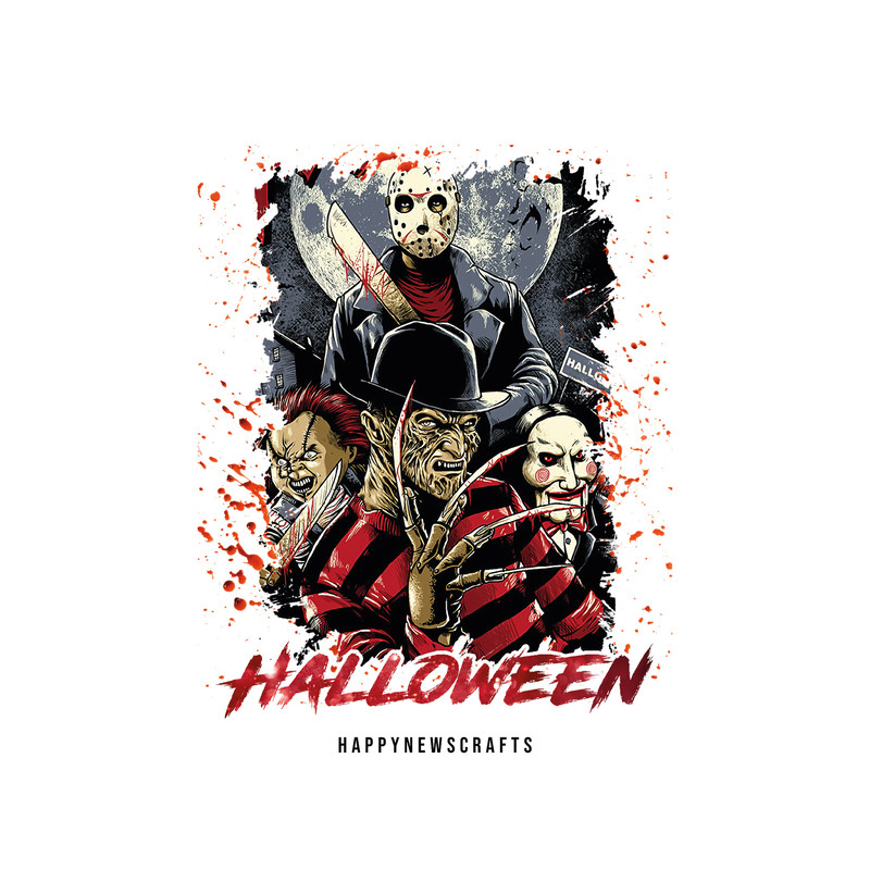 Horror Characters Halloween PNG, Horror png, Horror friends png, Halloween png, Ghostface png, Chucky png, Jason Vorhees png, Digital Files - 1.jpg