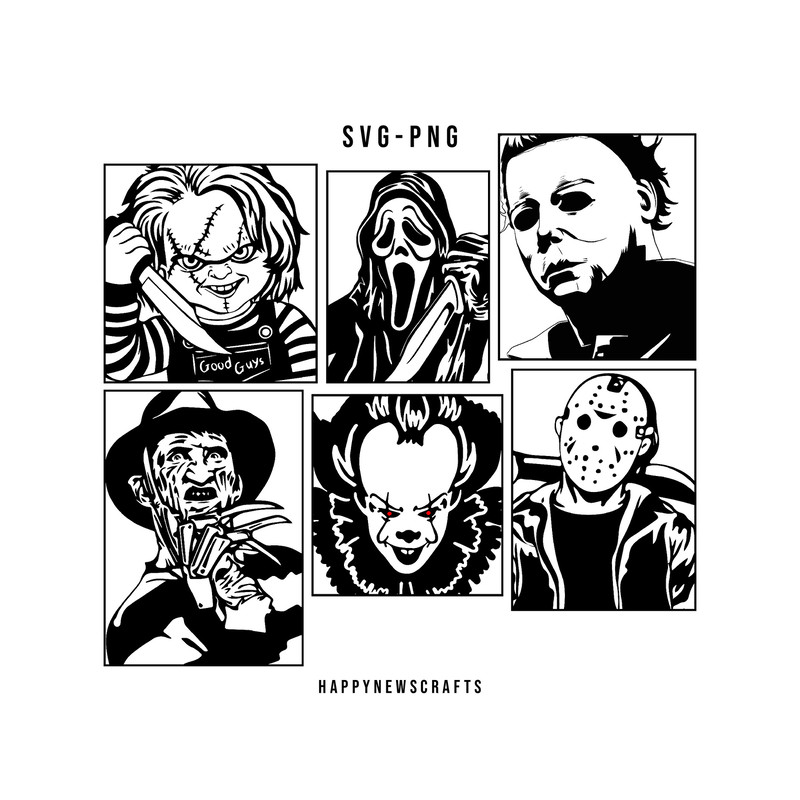 Horror Characters svg, Horror svg, Horror friends svg, Halloween svg, Ghostface Svg, Chucky Svg, Jason Vorhees Svg, Instant download - 1.jpg