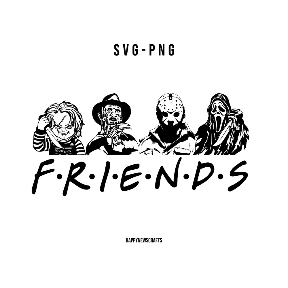 Horror Friends Svg, Horror Movie Characters Friends svg, Michael Myers svg, Jason Voorhees SVG, Scream svg, Chucky Svg, Halloween svg - 1.jpg