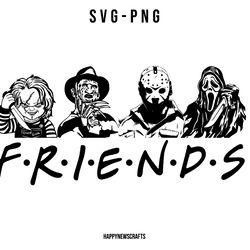 horror friends svg, horror movie characters friends svg, michael myers svg, jason voorhees svg, scream svg, chucky svg,