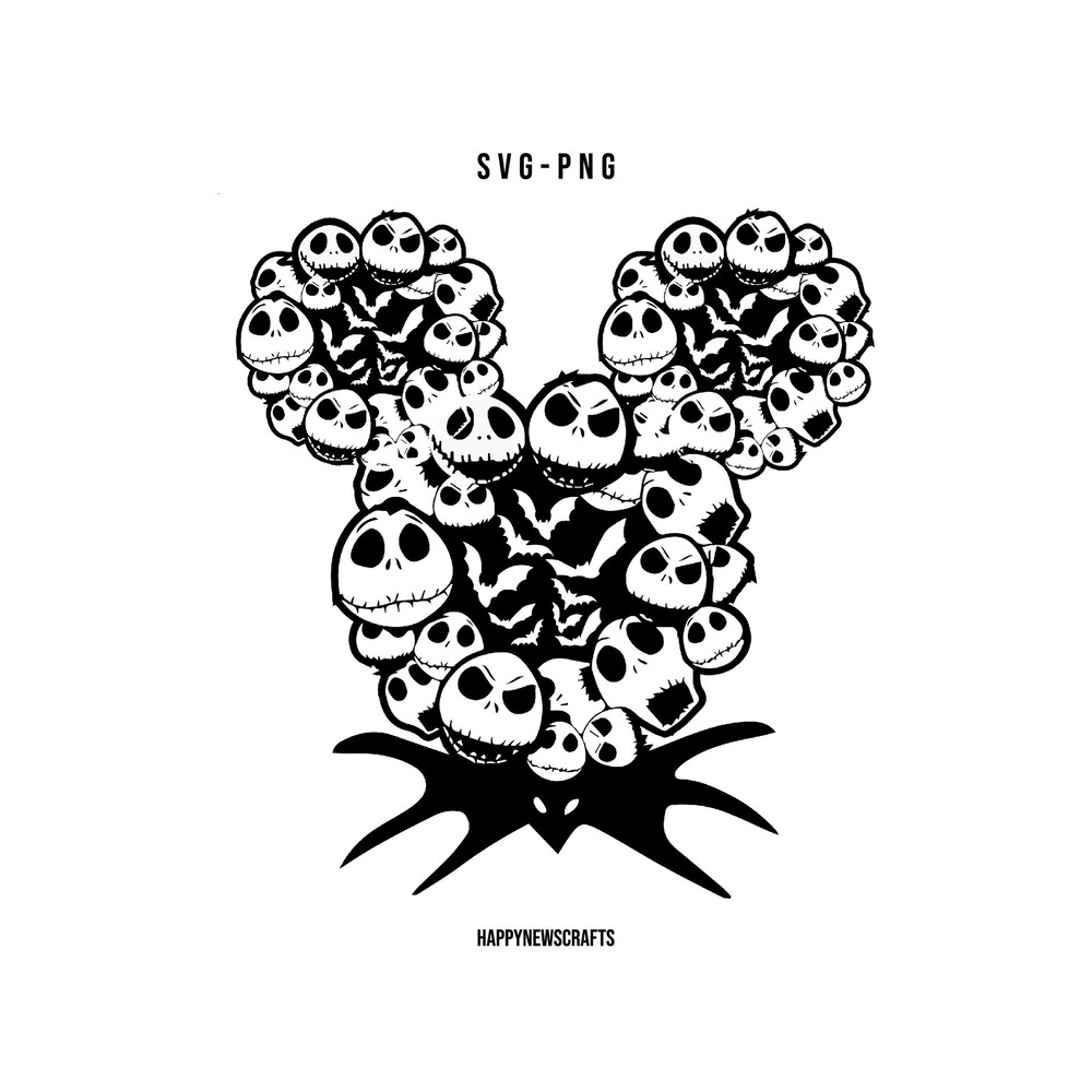 Jack Skellington Mouse Ears Svg, Jack and Sally svg, Nightmare Before svg, Nightmare Skull Svg, Skeleton Svg, Halloween Svg - 1.jpg