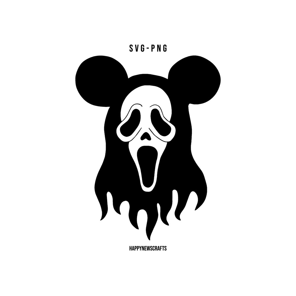 Mickey Head Ghost face svg, Scream svg, Horror Movie Svg, Mouse Ears Ghost face Svg, No You Hang Up Svg, Digital Files, Cricut, Silhouette - 1.jpg