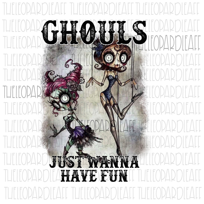 Ghouls just wanna have fun, voodoo dolls, DIGITAL DESIGN PNG file for Sublimation - 1.jpg