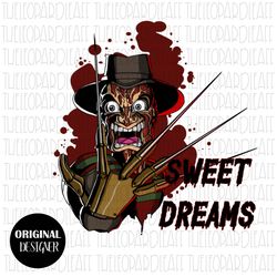 sweet dreams freddy krueger, halloween, digital design **png file for sublimation**